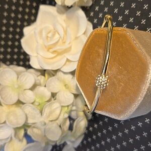 Gold tone bangle with CZ Crystal Accents NWOT